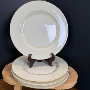 Theodore Haviland Gramercy Plates Set of 4 8.25" Vintage China Gold Trim Cream